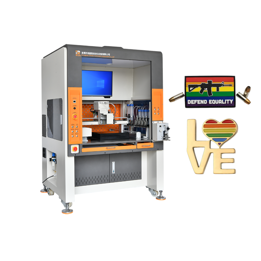 soft pvc rubber patch filling machine for resin label design